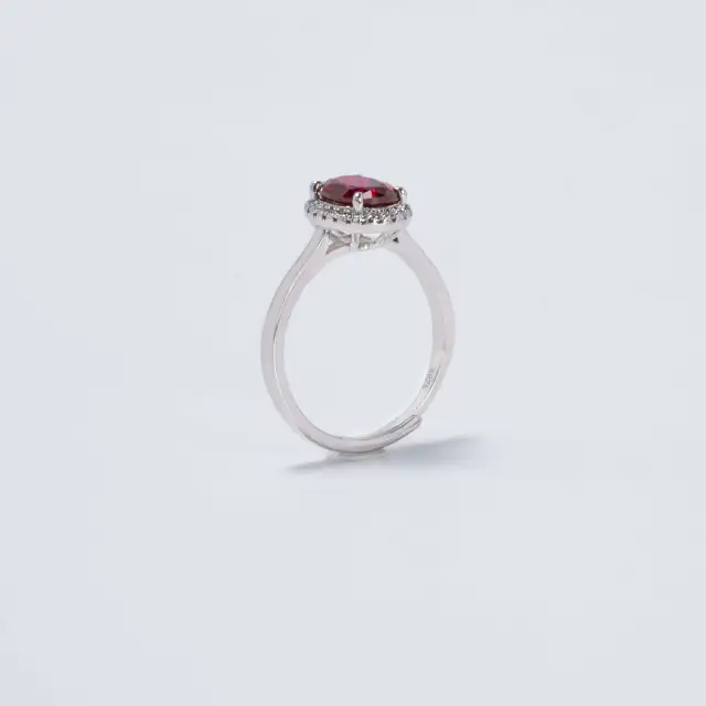 1.5CT Synthetic Ruby Oval Cushion Cut Ring